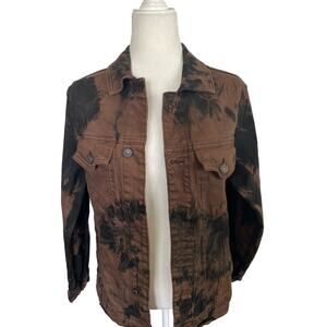 Zara Distressed Black Acid Wash Denim Jean Jacket Men's Small